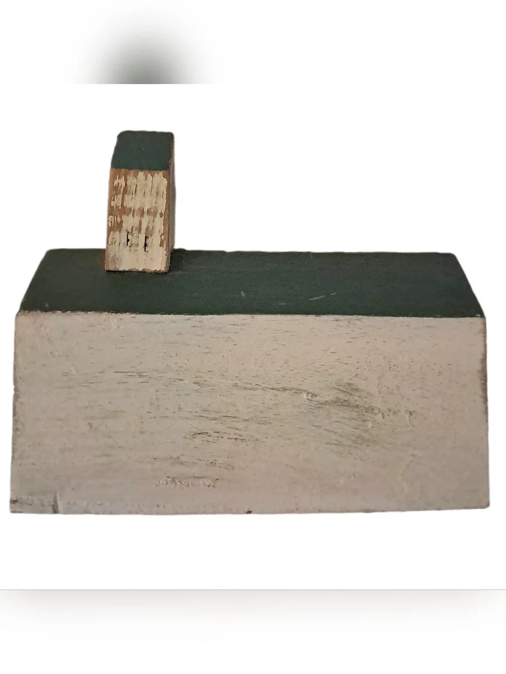 Vintage 2002 Interior Accents Homespun Primitive Wooden Block Houses Set of 2